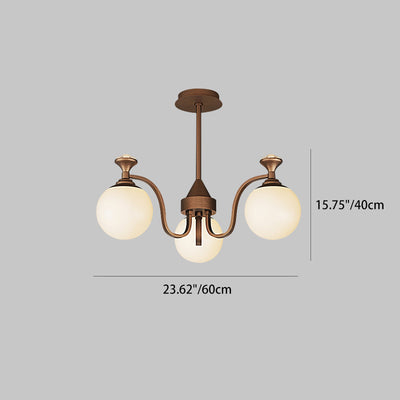 Contemporary Retro Hardware Glass Ball Projection 3/6/8/10 Light LED Chandeliers For Living Room