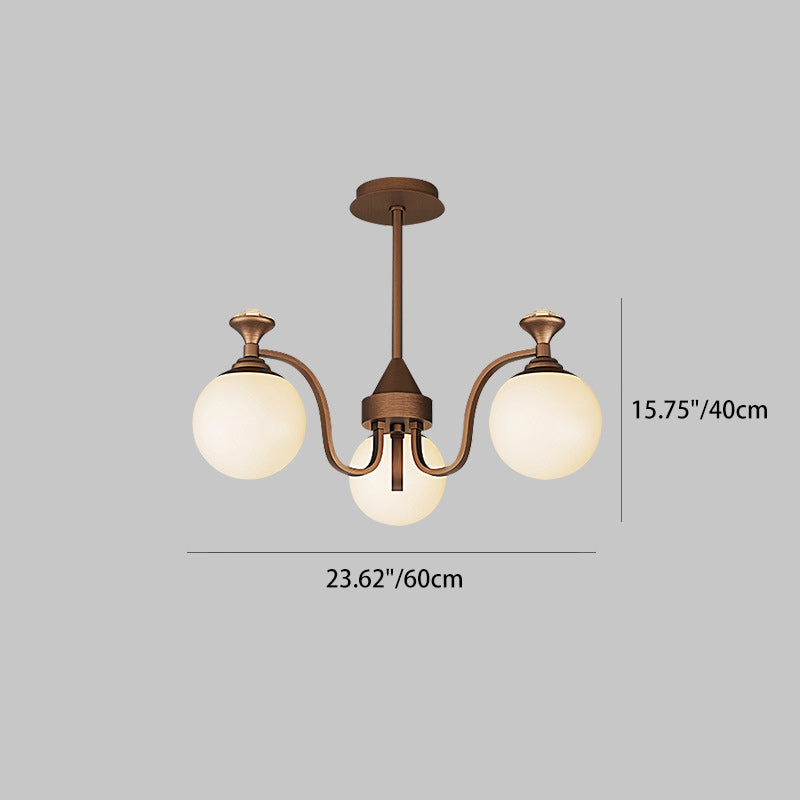Contemporary Retro Hardware Glass Ball Projection 3/6/8/10 Light LED Chandeliers For Living Room