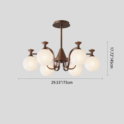 Contemporary Retro Hardware Glass Ball Projection 3/6/8/10 Light LED Chandeliers For Living Room