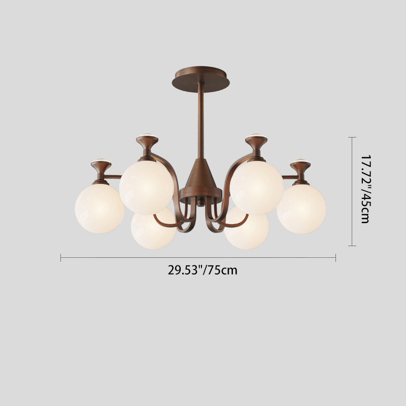 Contemporary Retro Hardware Glass Ball Projection 3/6/8/10 Light LED Chandeliers For Living Room