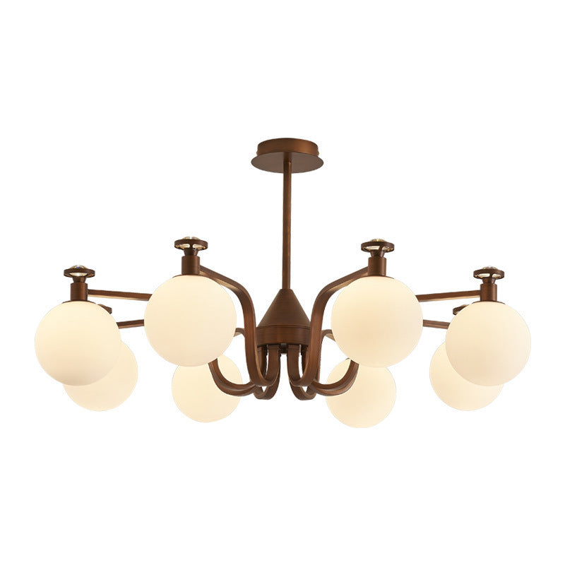 Contemporary Retro Hardware Glass Ball Projection 3/6/8/10 Light LED Chandeliers For Living Room