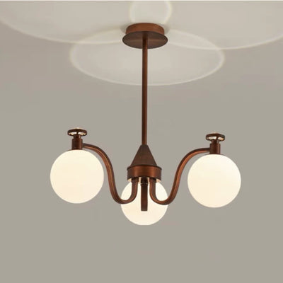 Contemporary Retro Hardware Glass Ball Projection 3/6/8/10 Light LED Chandeliers For Living Room