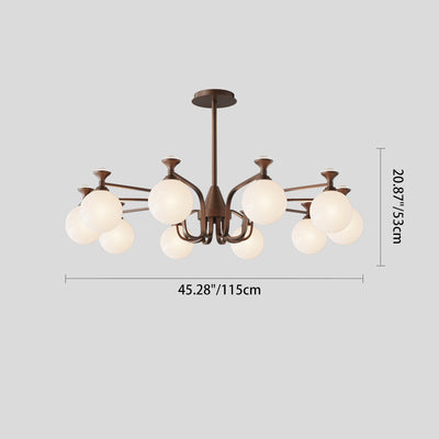 Contemporary Retro Hardware Glass Ball Projection 3/6/8/10 Light LED Chandeliers For Living Room