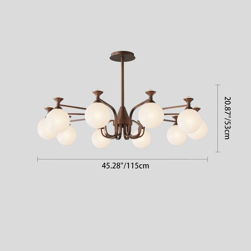 Contemporary Retro Hardware Glass Ball Projection 3/6/8/10 Light LED Chandeliers For Living Room