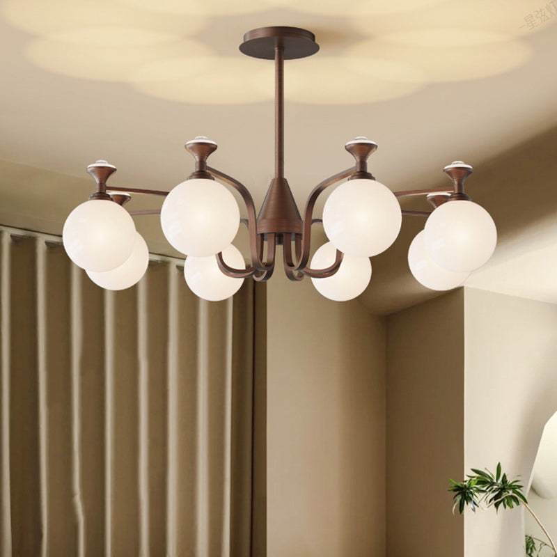 Contemporary Retro Hardware Glass Ball Projection 3/6/8/10 Light LED Chandeliers For Living Room