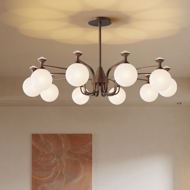Contemporary Retro Hardware Glass Ball Projection 3/6/8/10 Light LED Chandeliers For Living Room