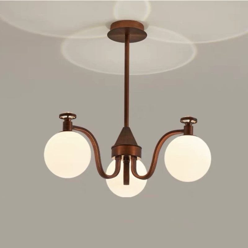 Contemporary Retro Hardware Glass Ball Projection 3/6/8/10 Light LED Chandeliers For Living Room