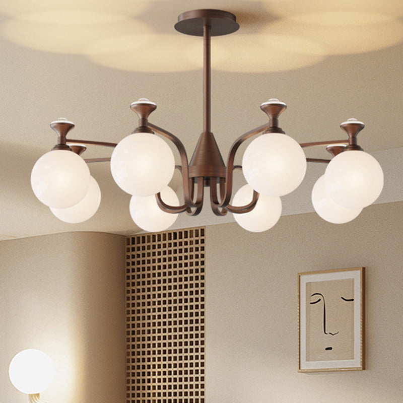 Contemporary Retro Hardware Glass Ball Projection 3/6/8/10 Light LED Chandeliers For Living Room