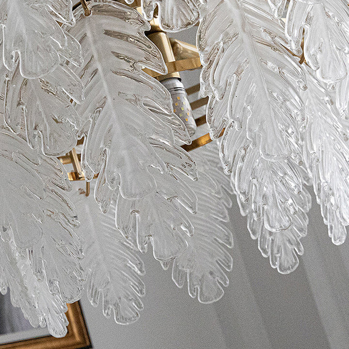 Lustres traditionnels en fer, verre et perles à feuilles multilayers 3/6/9/12/16 lumières pour chambre 