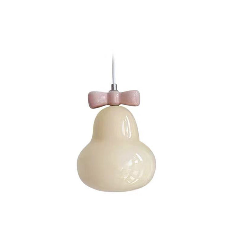 Lustre suspendu 1 lumière en fer traditionnel français en céramique verre gourde poire nœud papillon pour chevet 