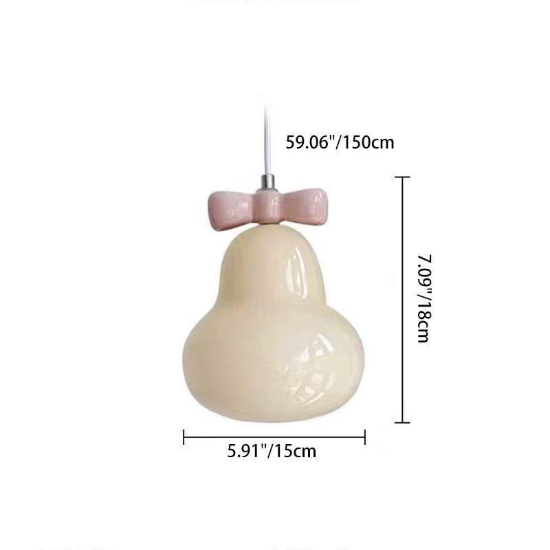 Lustre suspendu 1 lumière en fer traditionnel français en céramique verre gourde poire nœud papillon pour chevet 