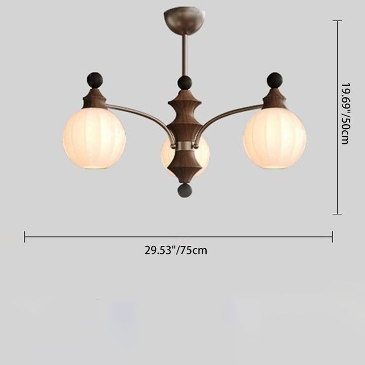 Zeitgenössische Retro Holz Eisen Glas Kugel Bambus Säule 3/5/8 Licht Kronleuchter für Wohnzimmer 