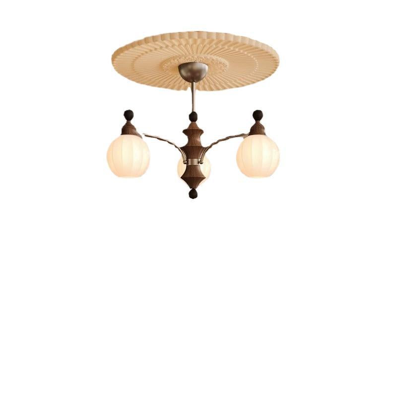 Zeitgenössische Retro Holz Eisen Glas Kugel Bambus Säule 3/5/8 Licht Kronleuchter für Wohnzimmer 