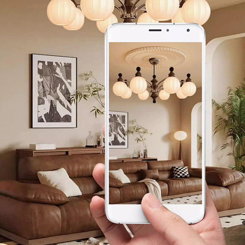 Contemporary Retro Wood Iron Glass Ball Bamboo Column 3/5/8 Light Chandeliers For Living Room