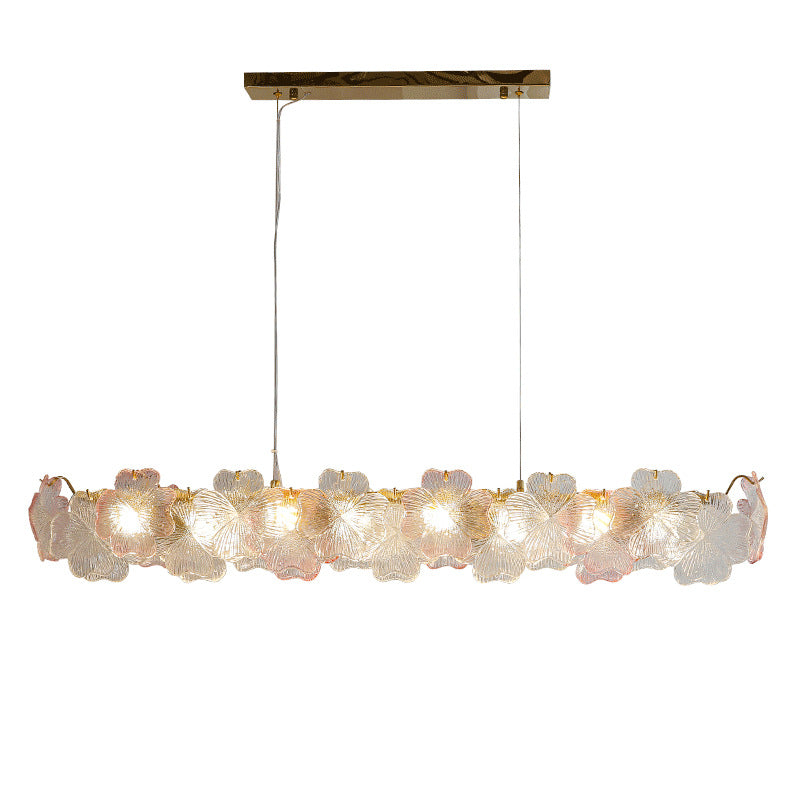 Lustre traditionnel français en fer, acier inoxydable, verre, fleur de trèfle à quatre feuilles, 6/8 lumières pour salle à manger 