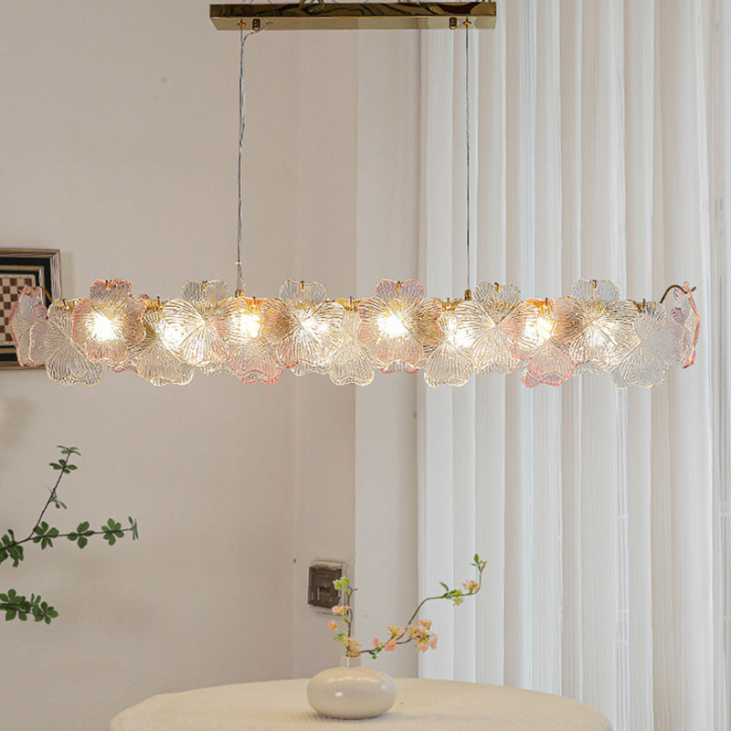 Lustre traditionnel français en fer, acier inoxydable, verre, fleur de trèfle à quatre feuilles, 6/8 lumières pour salle à manger 