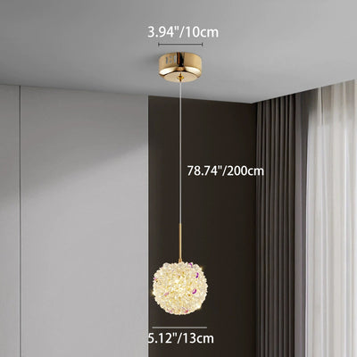 Modern Luxury Hardware Crystal Ball Hydrangea Liftable 1/2/3/5 Light Pendant Light For Bedside
