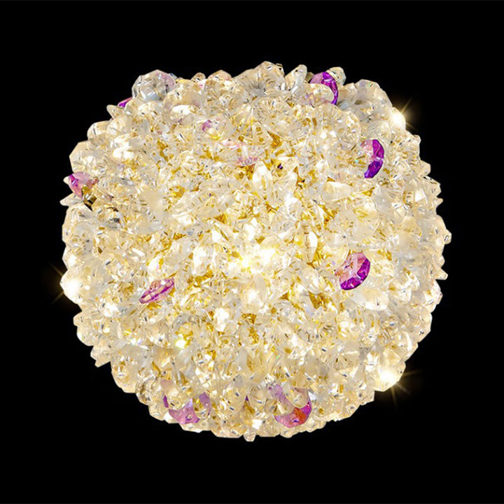 Lámpara Colgante Moderna de Lujo con Bola de Cristal y Hortensia Elevable de 1/2/3/5 Luces para la Mesita de Noche 