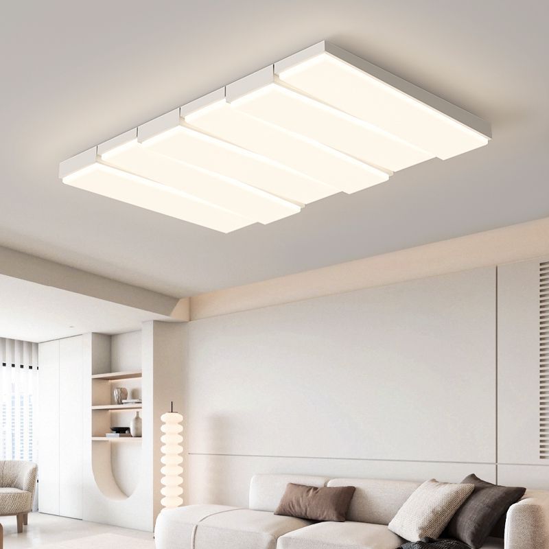 Contemporary Nordic Iron Acrylic Wave Rectangle LED Flush Mount Ceiling Light For Living Room