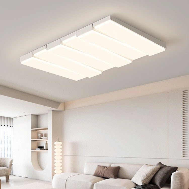Contemporary Nordic Iron Acrylic Wave Rectangle LED Flush Mount Ceiling Light For Living Room