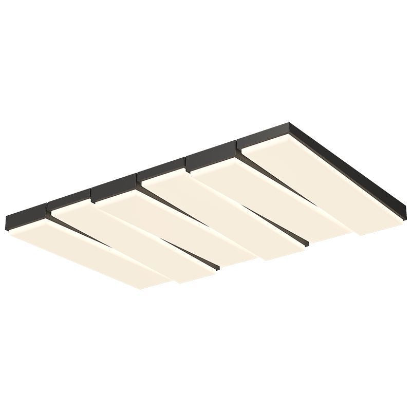 Contemporary Nordic Iron Acrylic Wave Rectangle LED Flush Mount Ceiling Light For Living Room