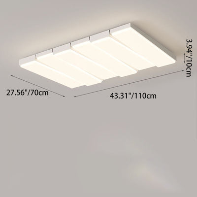 Contemporary Nordic Iron Acrylic Wave Rectangle LED Flush Mount Ceiling Light For Living Room