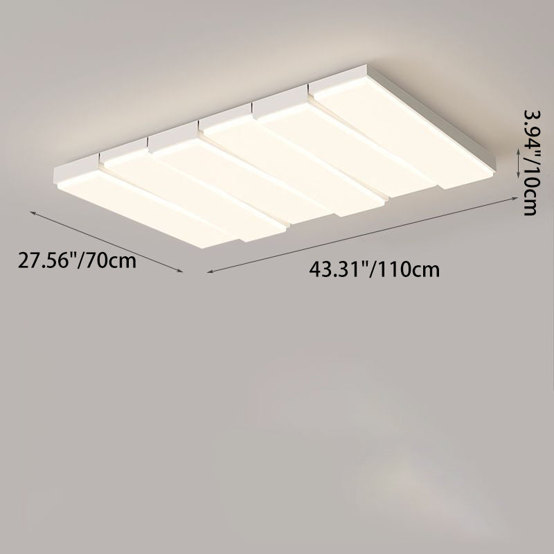 Contemporary Nordic Iron Acrylic Wave Rectangle LED Flush Mount Ceiling Light For Living Room