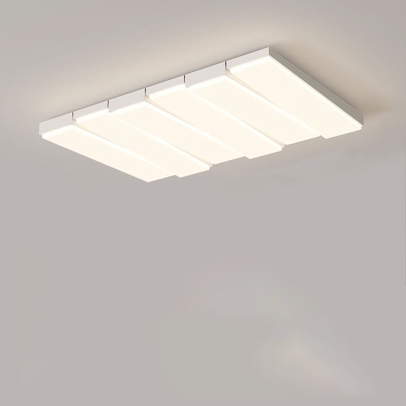 Contemporary Nordic Iron Acrylic Wave Rectangle LED Flush Mount Ceiling Light For Living Room