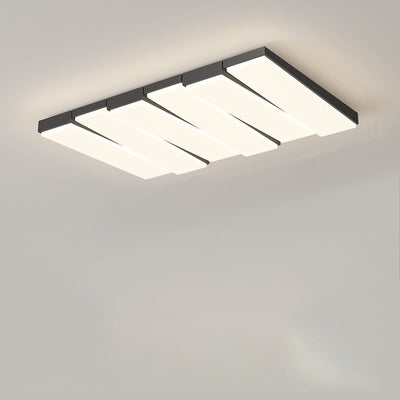 Contemporary Nordic Iron Acrylic Wave Rectangle LED Flush Mount Ceiling Light For Living Room