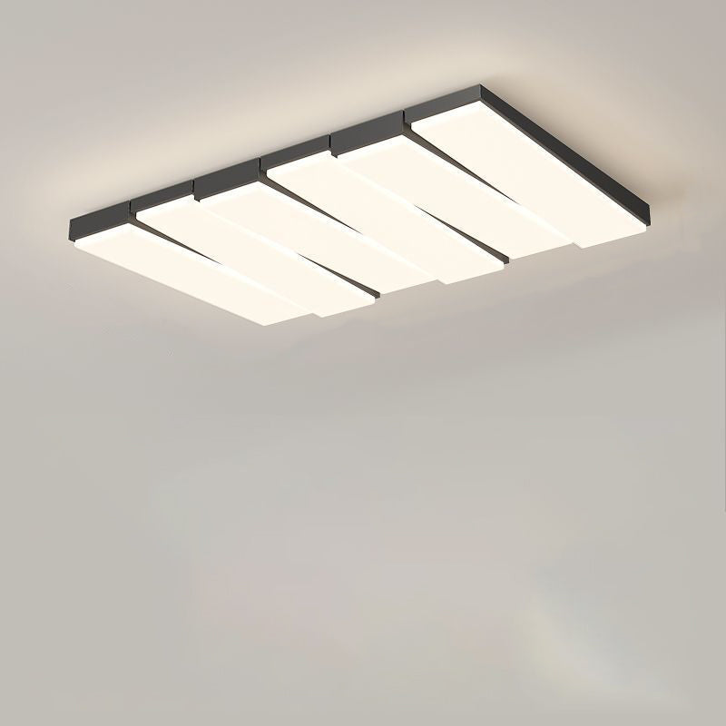 Contemporary Nordic Iron Acrylic Wave Rectangle LED Flush Mount Ceiling Light For Living Room