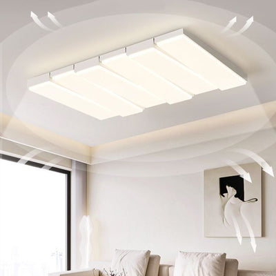 Contemporary Nordic Iron Acrylic Wave Rectangle LED Flush Mount Ceiling Light For Living Room