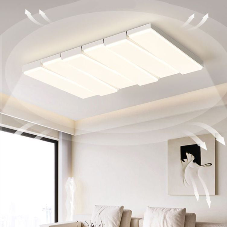 Contemporary Nordic Iron Acrylic Wave Rectangle LED Flush Mount Ceiling Light For Living Room
