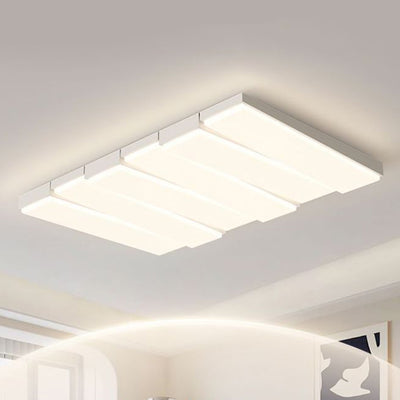 Contemporary Nordic Iron Acrylic Wave Rectangle LED Flush Mount Ceiling Light For Living Room