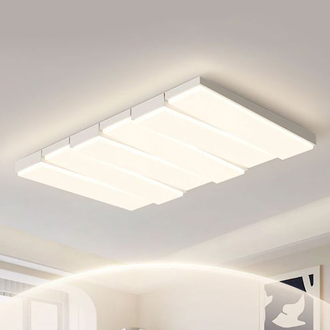 Contemporary Nordic Iron Acrylic Wave Rectangle LED Flush Mount Ceiling Light For Living Room