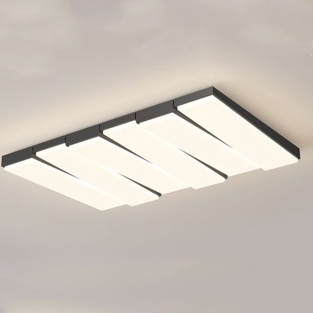 Contemporary Nordic Iron Acrylic Wave Rectangle LED Flush Mount Ceiling Light For Living Room