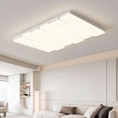 Contemporary Nordic Iron Acrylic Wave Rectangle LED Flush Mount Ceiling Light For Living Room