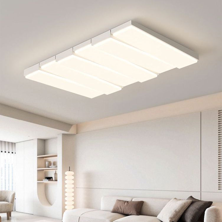 Contemporary Nordic Iron Acrylic Wave Rectangle LED Flush Mount Ceiling Light For Living Room