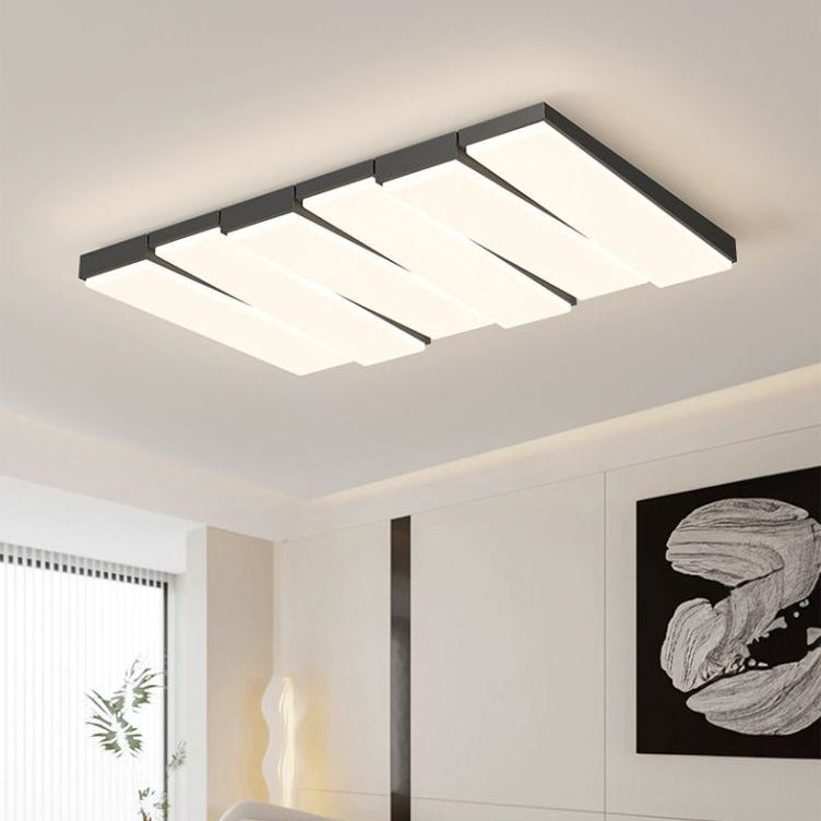 Contemporary Nordic Iron Acrylic Wave Rectangle LED Flush Mount Ceiling Light For Living Room