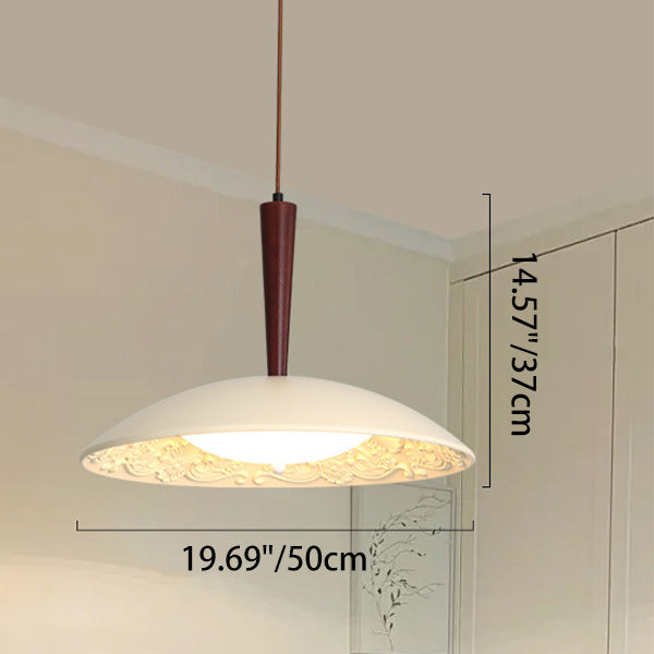 Lustre LED en forme de soucoupe volante en résine française traditionnelle avec matériel en bois PE pour salle à manger 