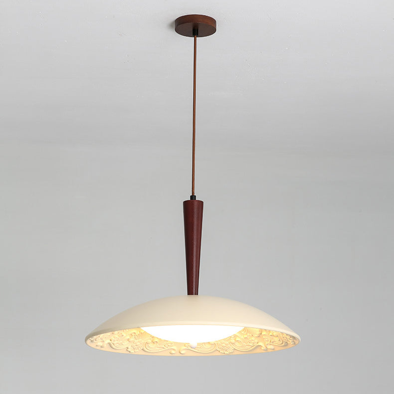 Lustre LED en forme de soucoupe volante en résine française traditionnelle avec matériel en bois PE pour salle à manger 