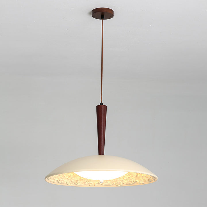 Lustre LED en forme de soucoupe volante en résine française traditionnelle avec matériel en bois PE pour salle à manger 