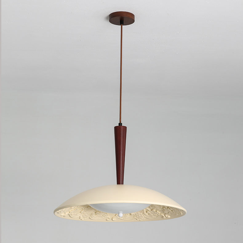 Lustre LED en forme de soucoupe volante en résine française traditionnelle avec matériel en bois PE pour salle à manger 