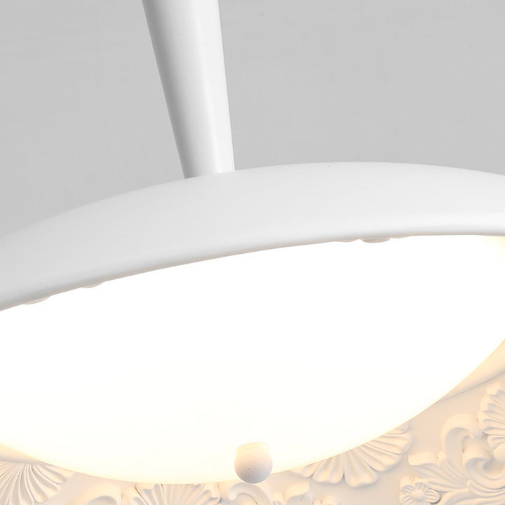 Lustre LED en forme de soucoupe volante en résine française traditionnelle avec matériel en bois PE pour salle à manger 