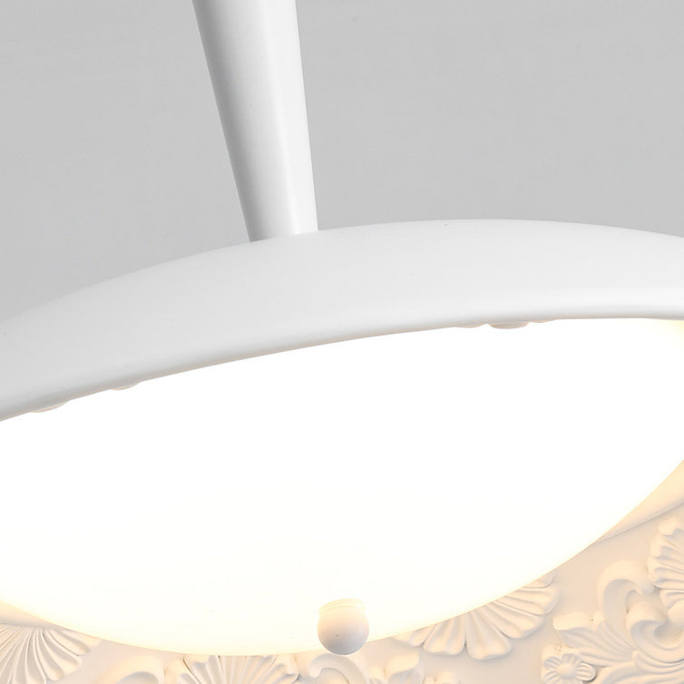 ضوء قلادة LED على شكل صحن طائر قبة من الراتنج الفرنسي التقليدي PE مع أجهزة خشبية لغرفة الطعام 