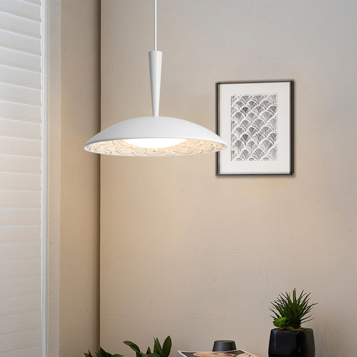 Lustre LED en forme de soucoupe volante en résine française traditionnelle avec matériel en bois PE pour salle à manger 