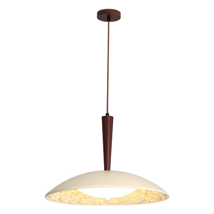Lustre LED en forme de soucoupe volante en résine française traditionnelle avec matériel en bois PE pour salle à manger 