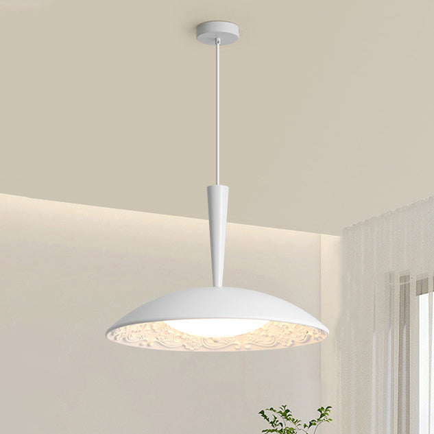 Lustre LED en forme de soucoupe volante en résine française traditionnelle avec matériel en bois PE pour salle à manger 