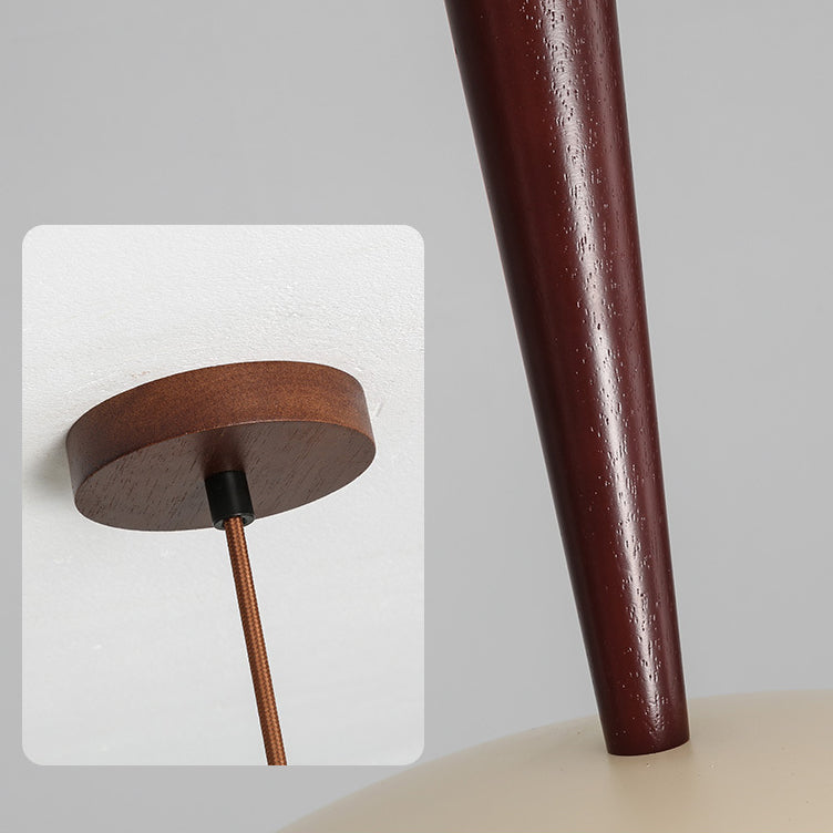Lustre LED en forme de soucoupe volante en résine française traditionnelle avec matériel en bois PE pour salle à manger 