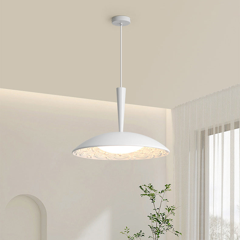Lustre LED en forme de soucoupe volante en résine française traditionnelle avec matériel en bois PE pour salle à manger 