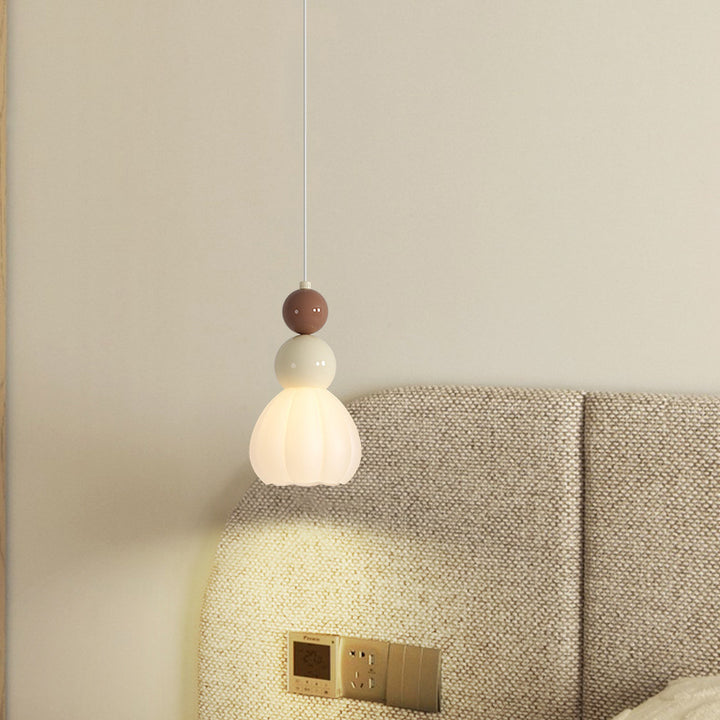 Traditional French Hardware Glass Floral Ball 1-Light Pendant Light For Bedside